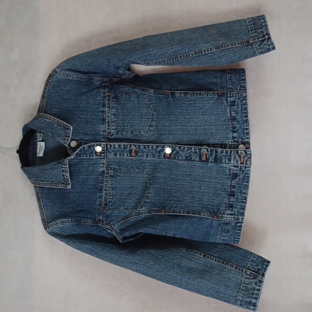 Market by  CHICO'S Women's Jean Jacket Denim Blue Size 0 Metal Button.